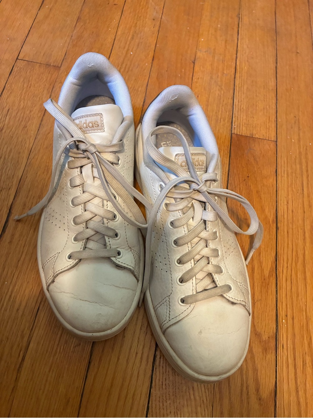 Adidas Men’s Off-White Leather Low-Top Sneakers